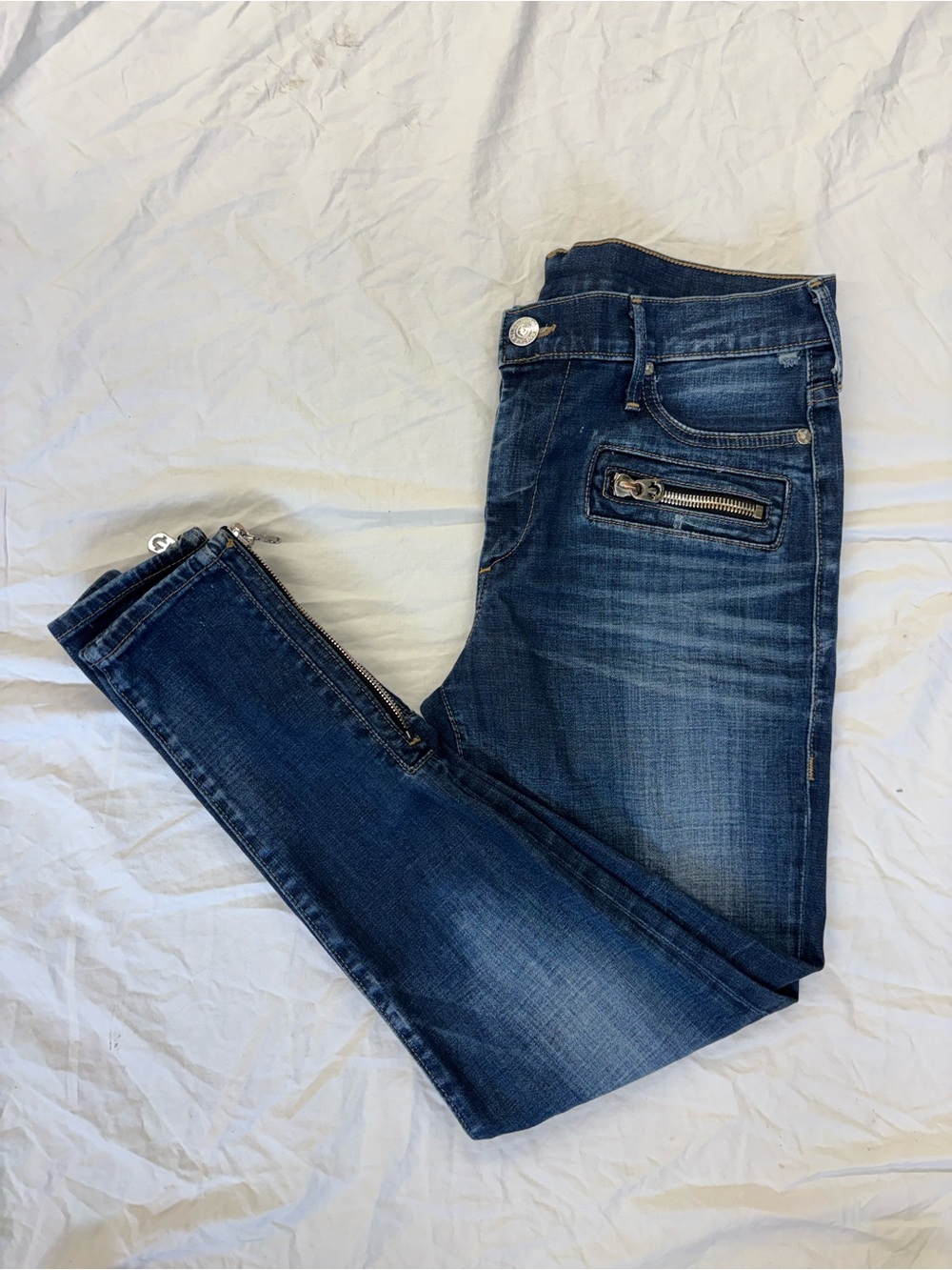 True Religion Women's Indigo Skinny Jeans with Zip Detail
